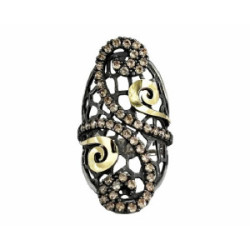 Anillo plata, oro 18k, zirconitas